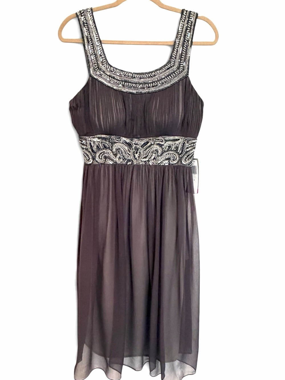 Patra 100% Silk Charcoal Gray Cocktail Dress Size 8